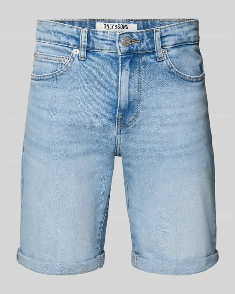 Only & Sons Regular Fit Jeansshorts aus Baumwoll-Mix Modell Jeansblau