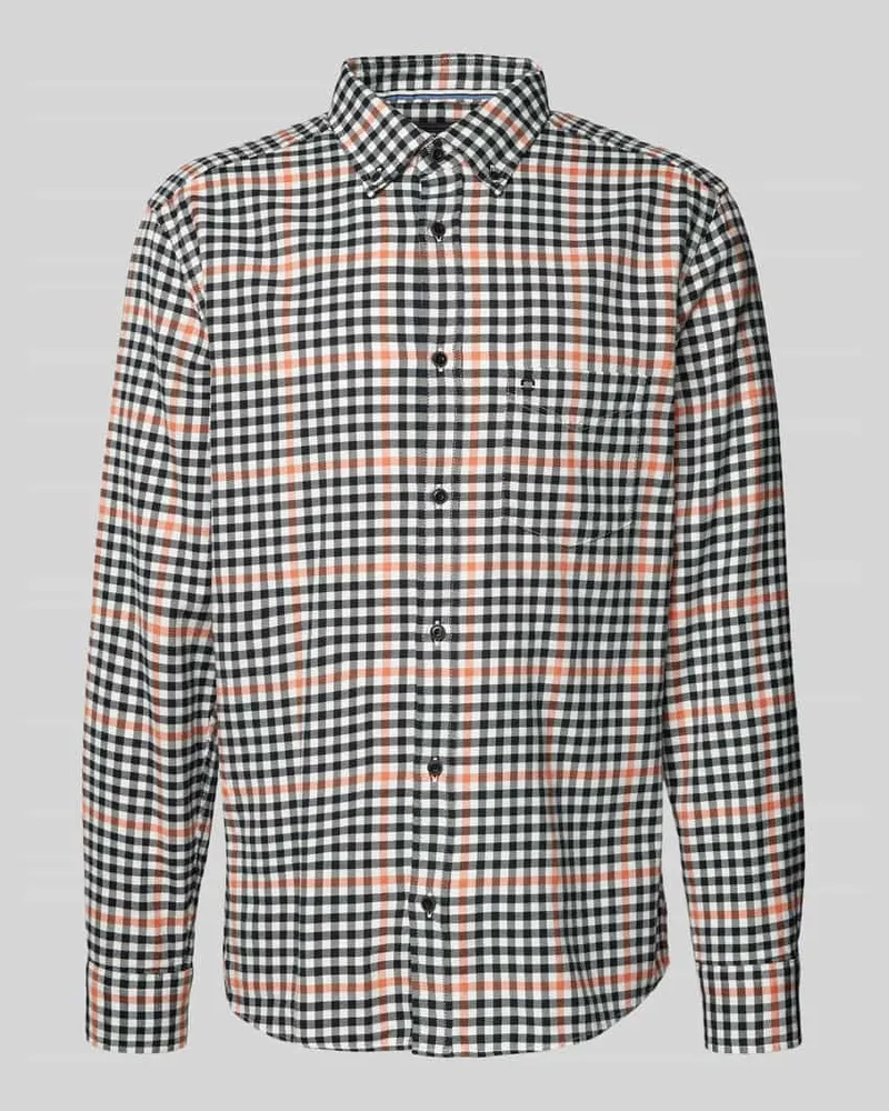 Olymp Slim Fit Freizeithemd aus reiner Baumwolle mit Button-Down-Kragen Black