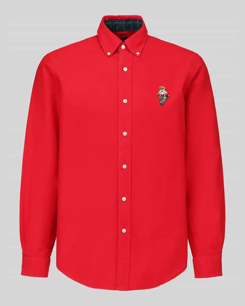 Ralph Lauren Freizeithemd aus reiner Baumwolle mit gesticktem Motiv-Detail Rot