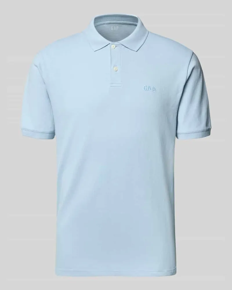 GAP Slim Fit Poloshirt mit Label-Stitching Hellblau