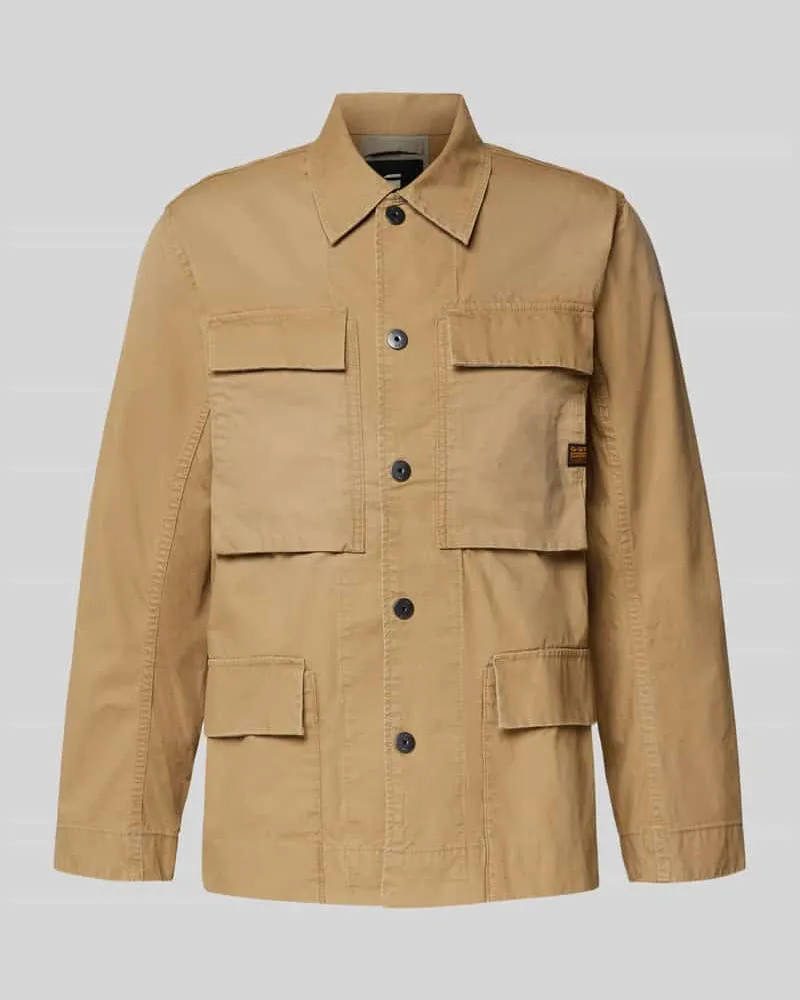 G-STAR RAW Hemdjacke mit Pattentaschen und Label-Detail Beige