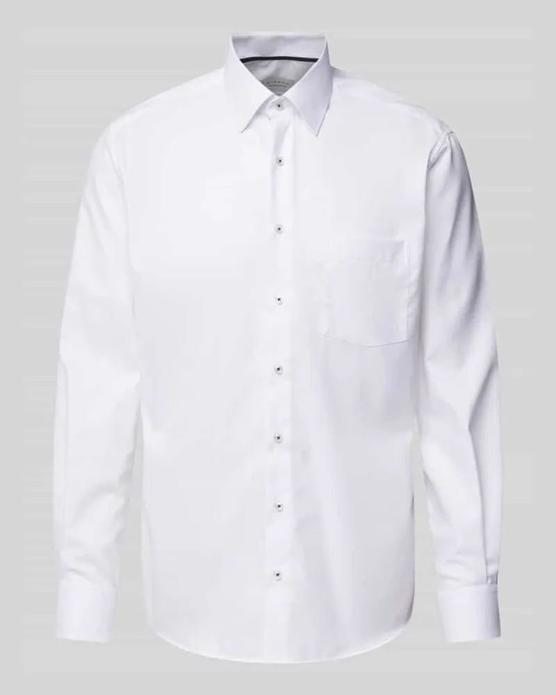 Eterna Regular Fit Businesshemd aus Uni Struktur Weiss
