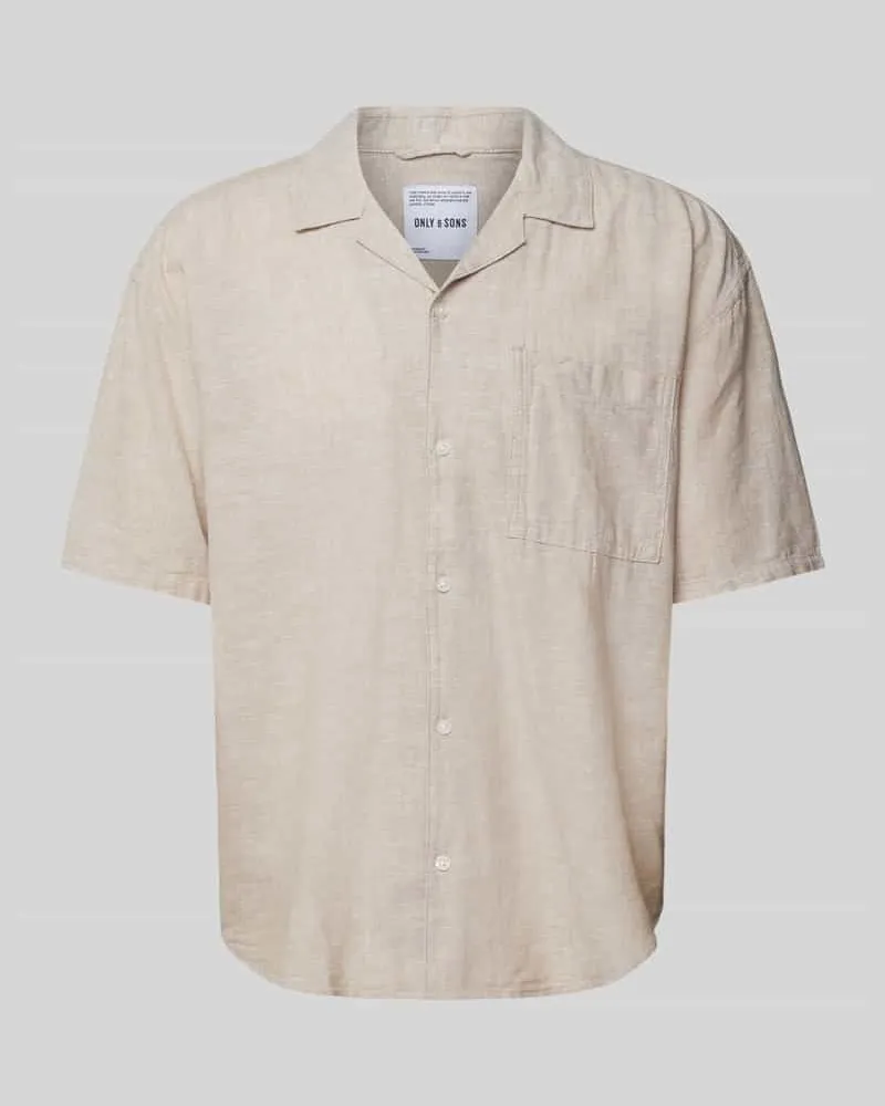 Only & Sons Relaxed Fit Freizeithemd aus Baumwoll-Leinen-Mix Modell 'CAIDEN 