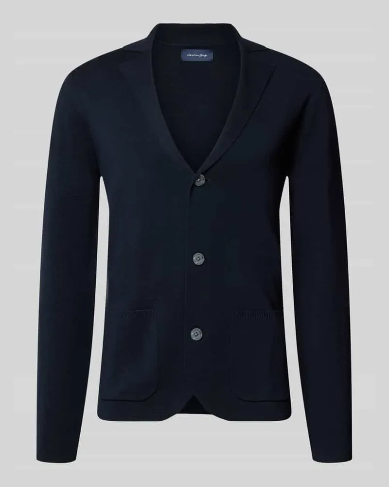 Christian Berg Regular Fit Strickjacke aus Woll-Mix mit Reverskragen Marine