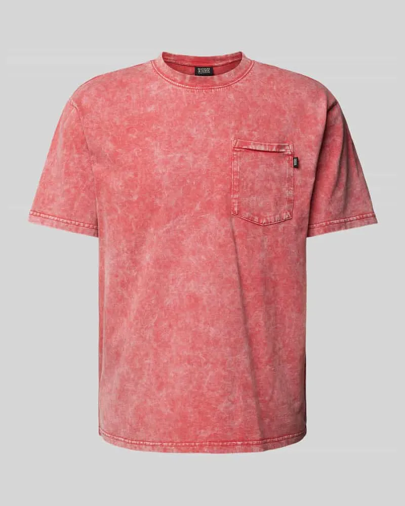 Scotch&Soda T-Shirt mit geripptem Rundhalsausschnitt Rosa