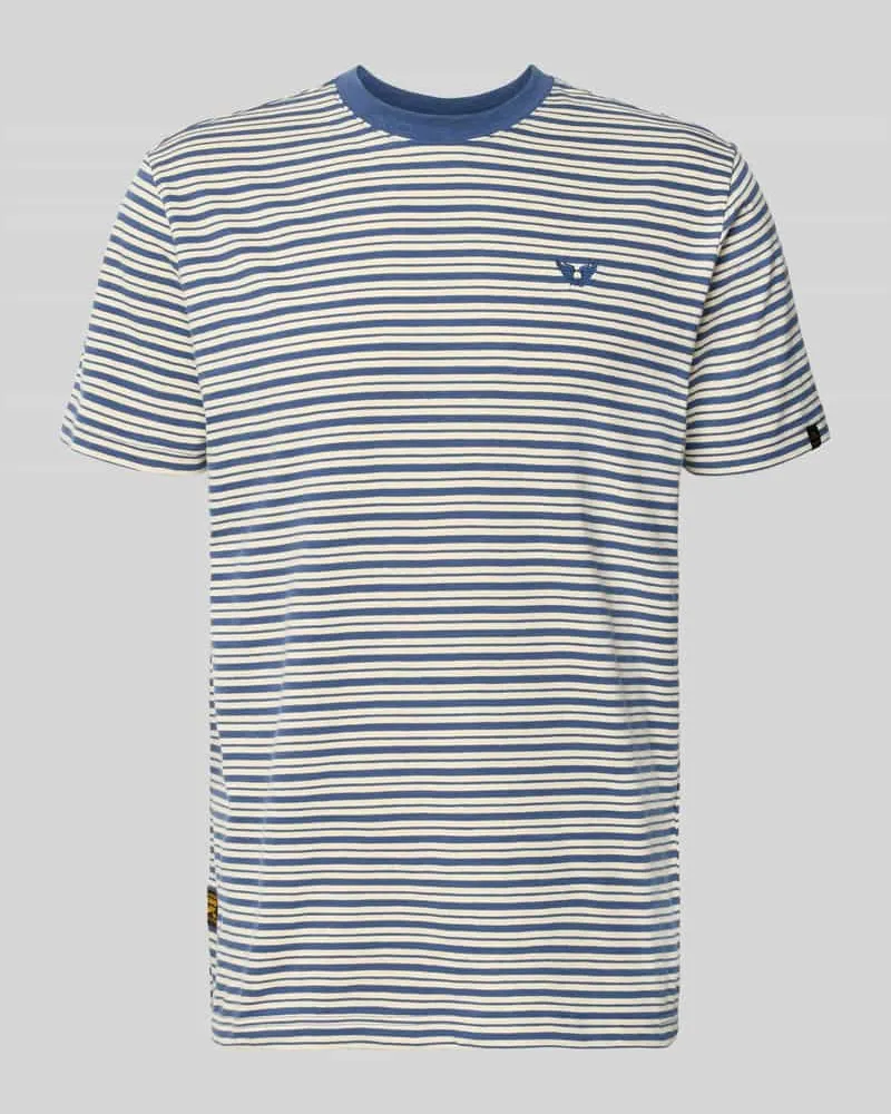 PME Legend T-Shirt im Allover-Look mit Rundhalsausschnitt Bleu
