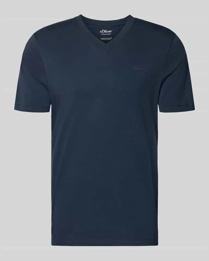 S.Oliver Regular Fit T-Shirt aus reiner Baumwolle Marine
