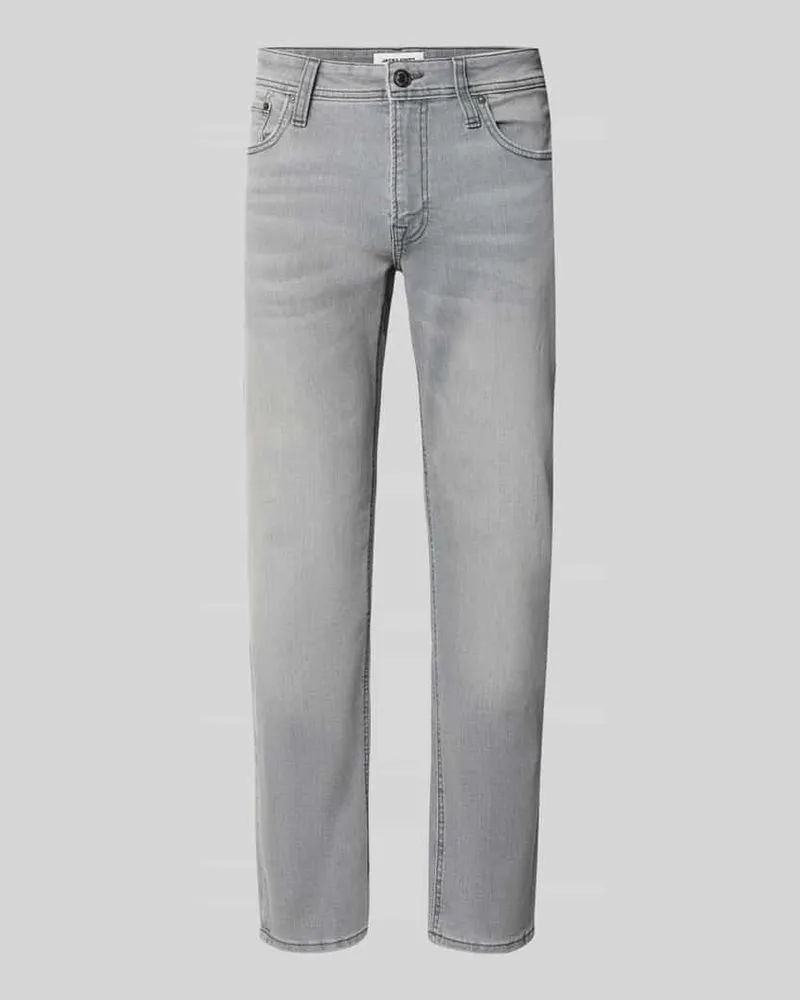 Jack & Jones Straight Fit Jeans mit Stretch-Anteil Modell 'MIKE Mittelgrau