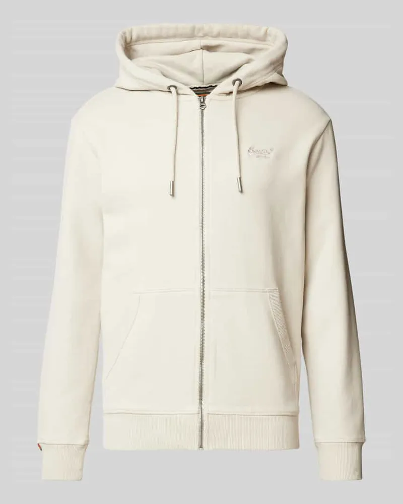 Superdry. Sweatjacke mit Label-Stitching Beige