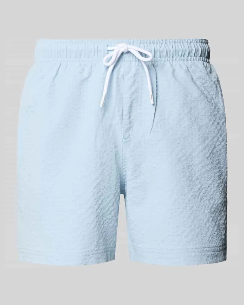 Jack & Jones Badehose aus Seersucker mit elastischem Bund Modell 'MAUI OCEAN Hellblau