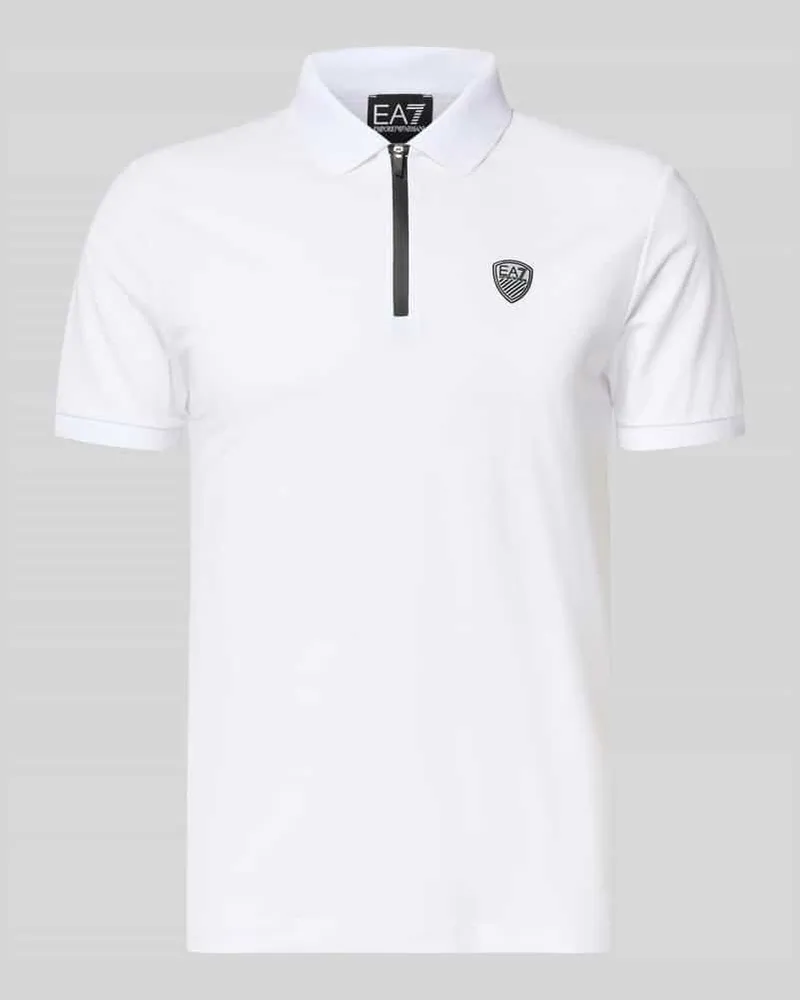 EA7 Slim Fit Poloshirt aus Viskose-Mix Weiss