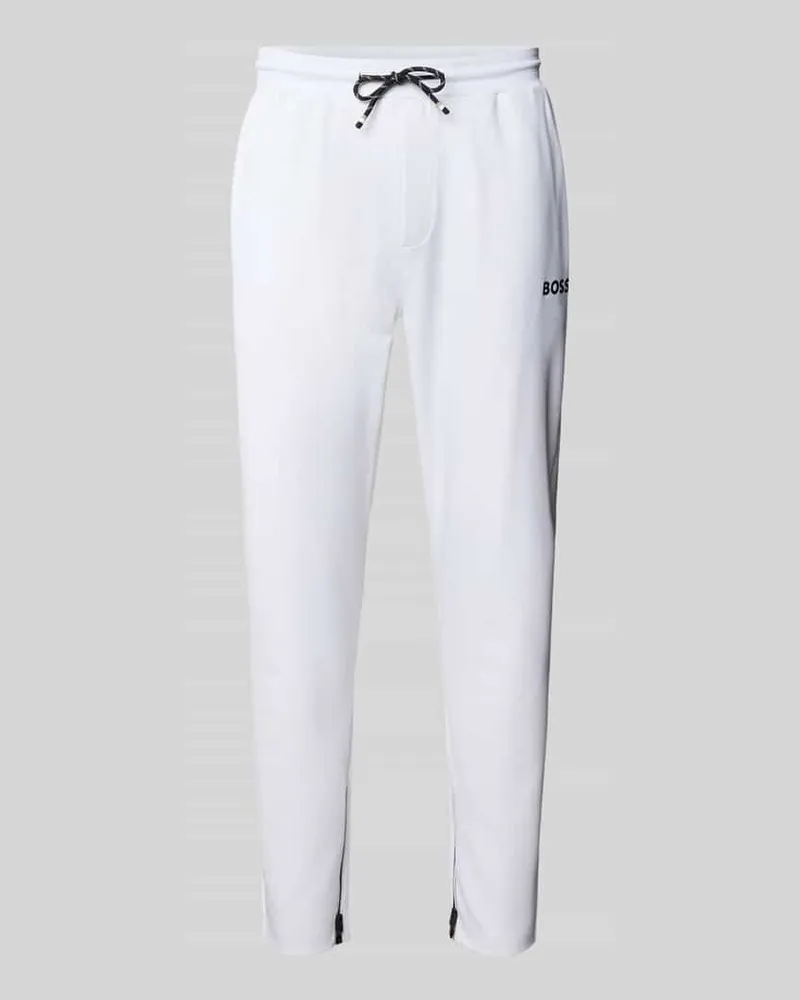 HUGO BOSS Regular Fit Sweatpants mit Label Stitching Modell 'JT_TOC SPIN LONG Weiss