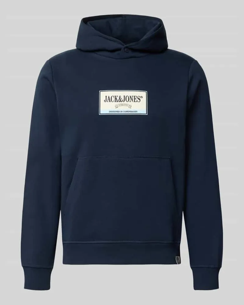Jack & Jones Hoodie mit Label-Print Modell 'FREDERIKSBERG Marine