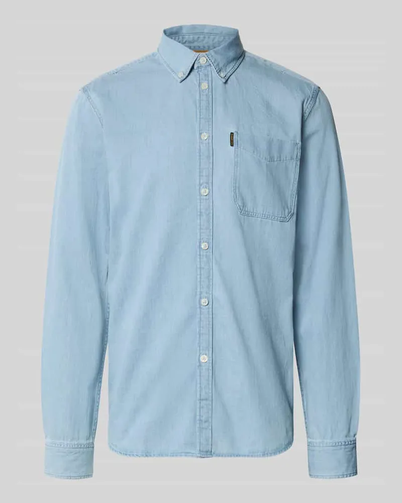 PME Legend Regular Fit Freizeithemd mit Brusttasche und Label-Detail Jeansblau