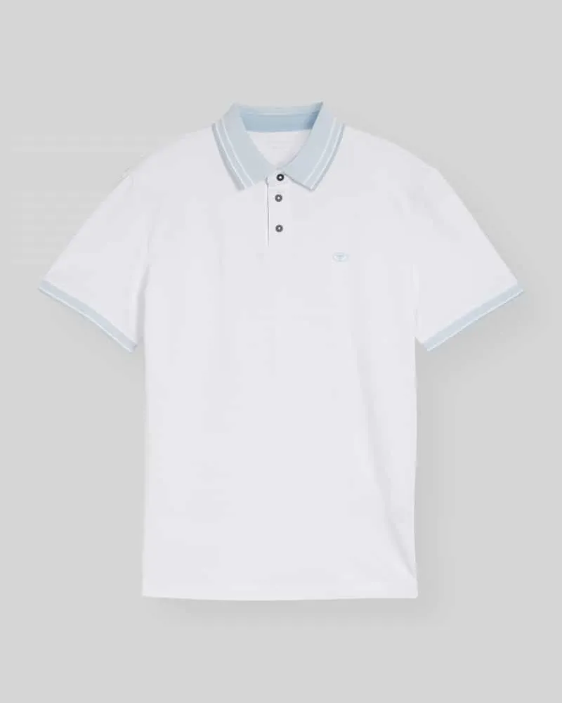 Tom Tailor Regular Fit Poloshirt aus reiner Baumwolle Weiss