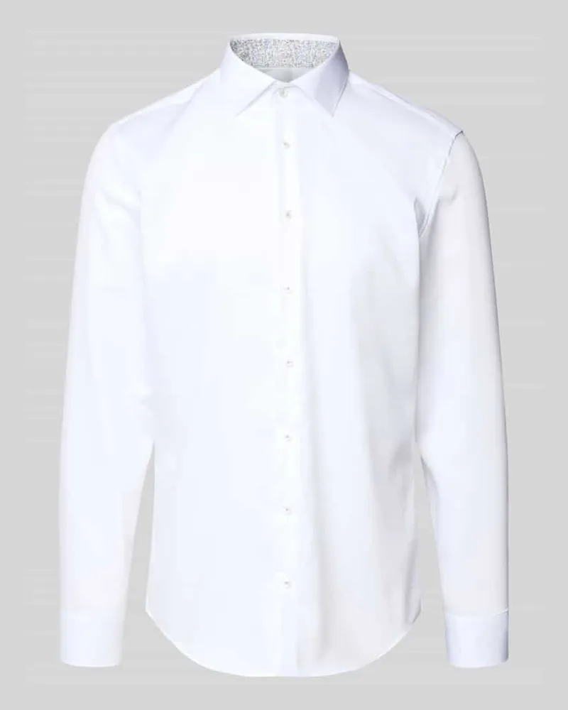 Seidensticker Slim Fit Business-Hemd mit Knopfleiste Weiss