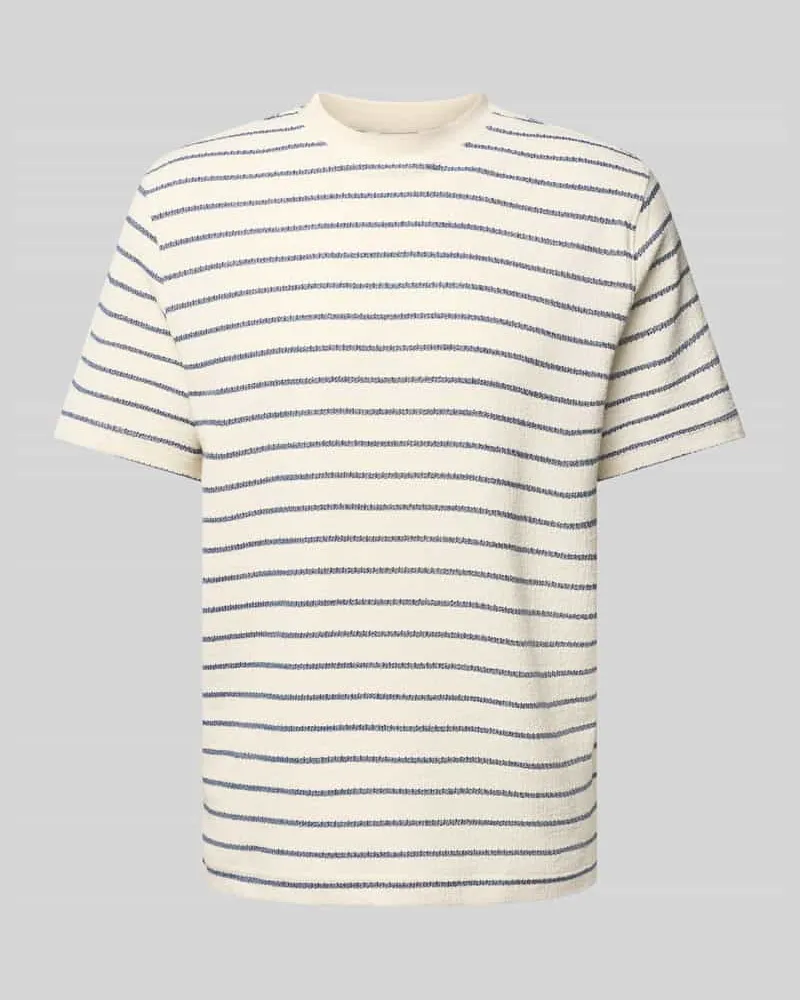 Selected Homme Regular Fit T-Shirt aus Baumwoll-Mix Modell 'DJANGO Ecru