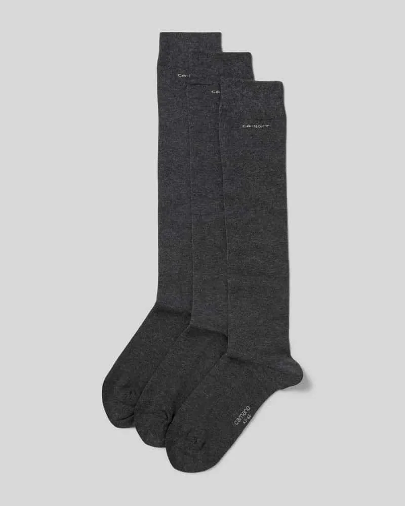 Camano Kniestrümpfe mit Label-Detail im 3er-Pack Anthrazit