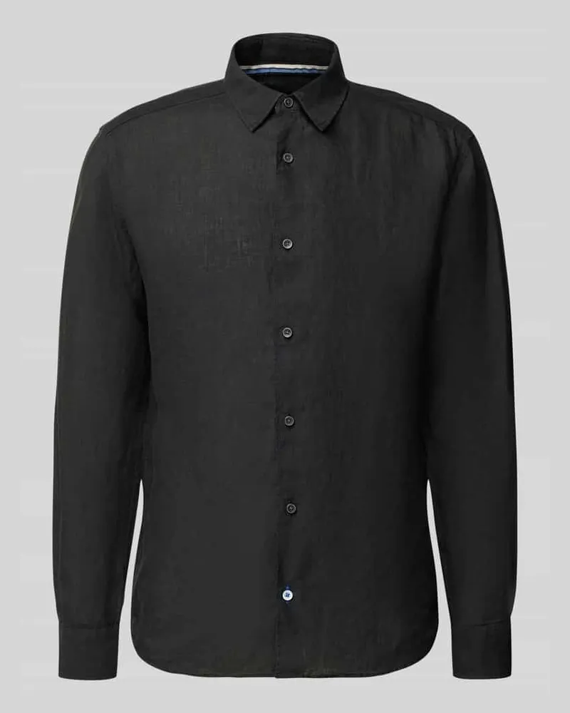 Olymp Casual Fit Freizeithemd aus Leinen Black