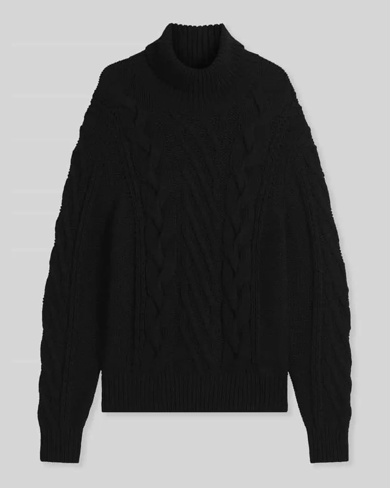 HUGO BOSS Rollkragenpullover mit markantem Zopfstrick Scanlon Black