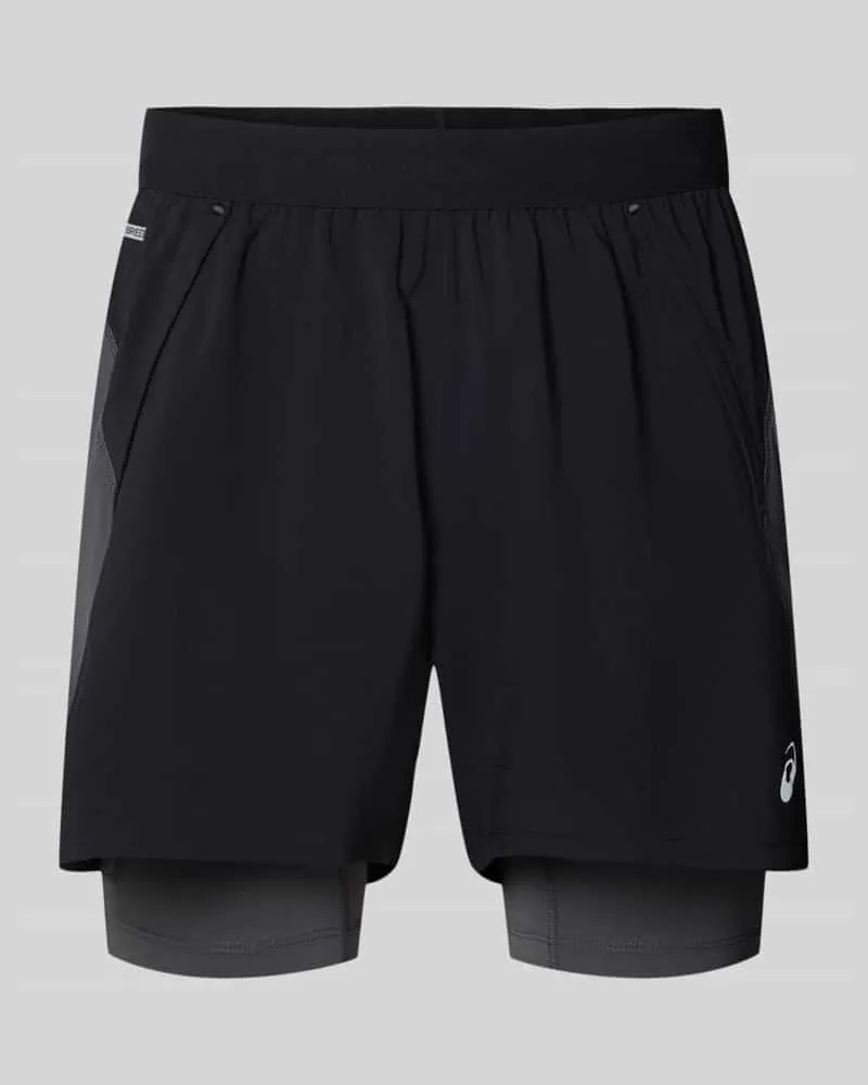 Asics Regular Fit Shorts mit integrierten Tights Modell 'Road Black