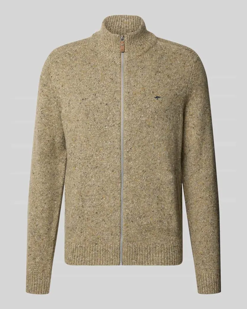 Fynch-Hatton Regular Fit Strickjacke mit Stehkragen Beige
