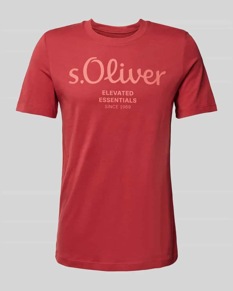 S.Oliver Regular Fit T-Shirt aus reiner Baumwolle mit großem Label Print 
