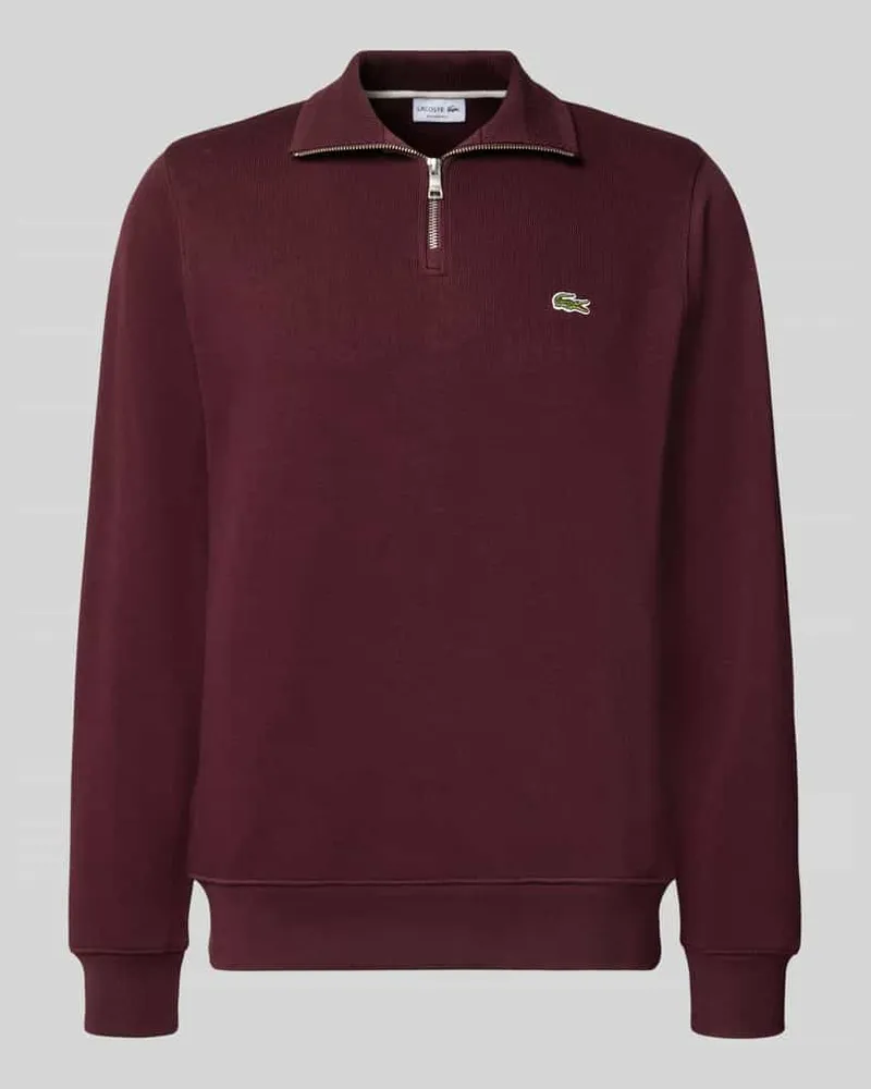 Lacoste Regular Fit Troyer aus reiner Baumwolle Bordeaux
