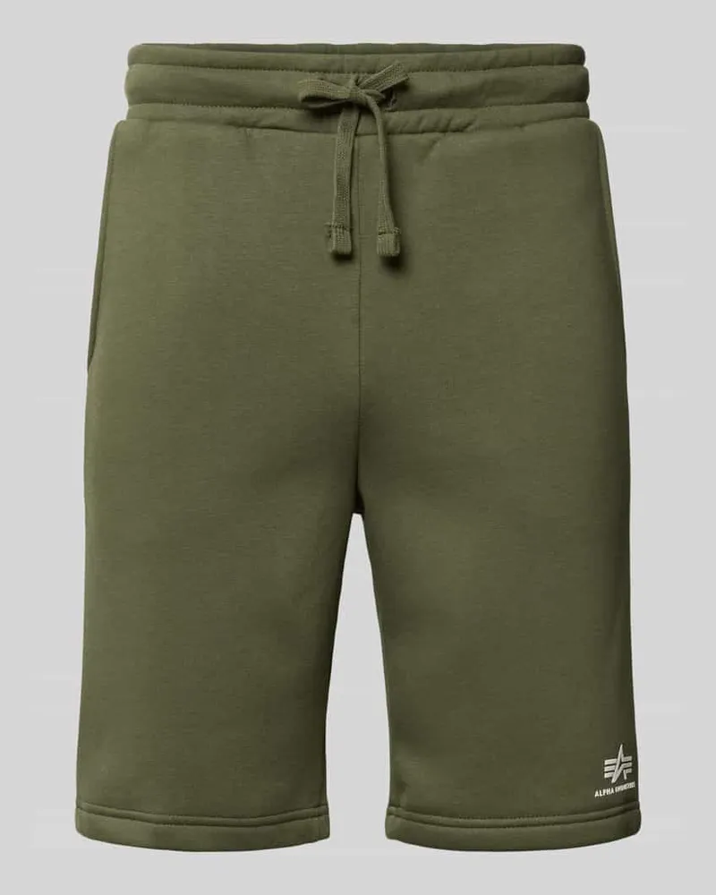 Alpha Industries Shorts mit Eingrifftaschen und Logo-Print Oliv