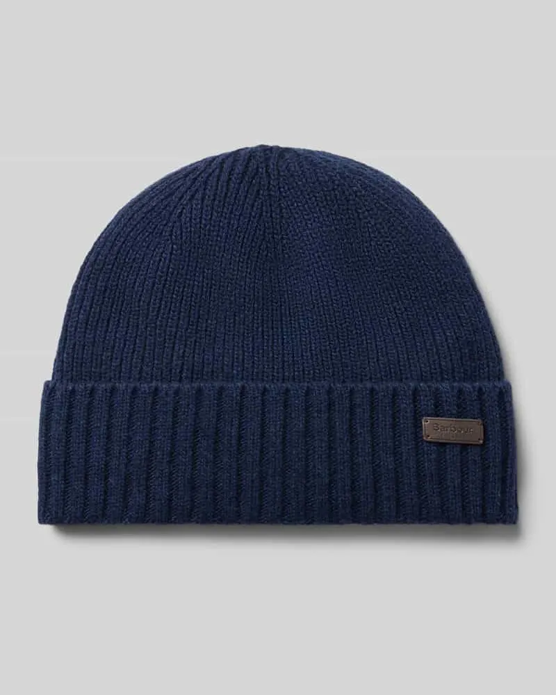 Barbour Beanie mit Logo-Patch Marine