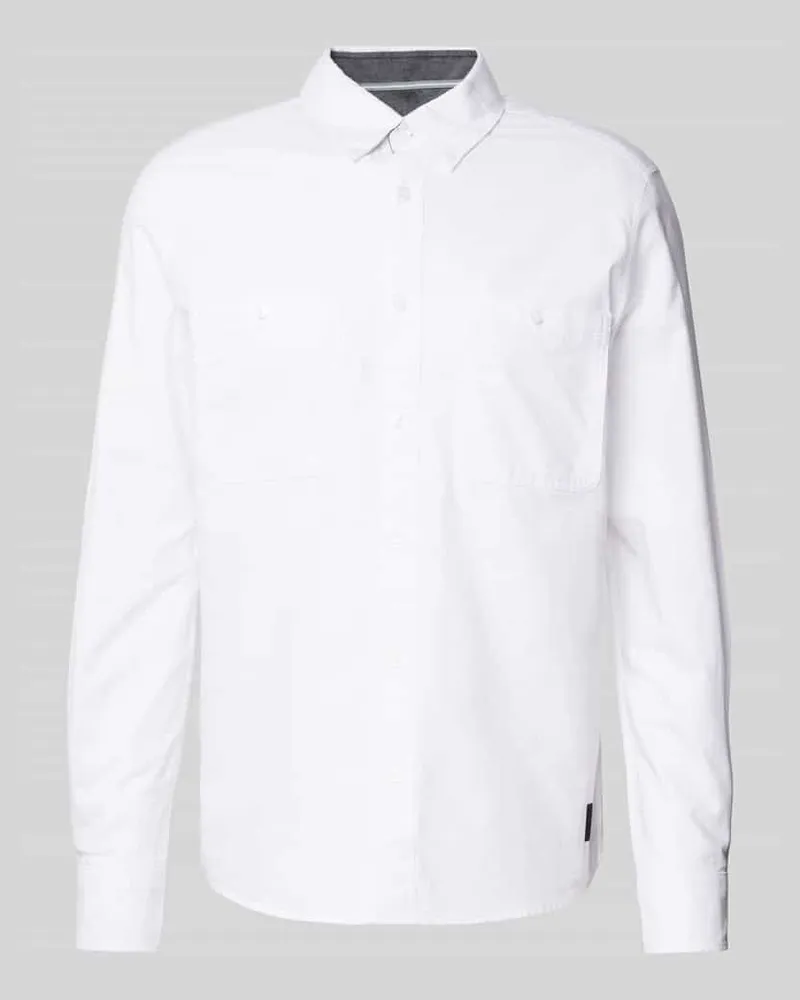 S.Oliver Regular Fit Freizeithemd aus reiner Baumwolle Weiss