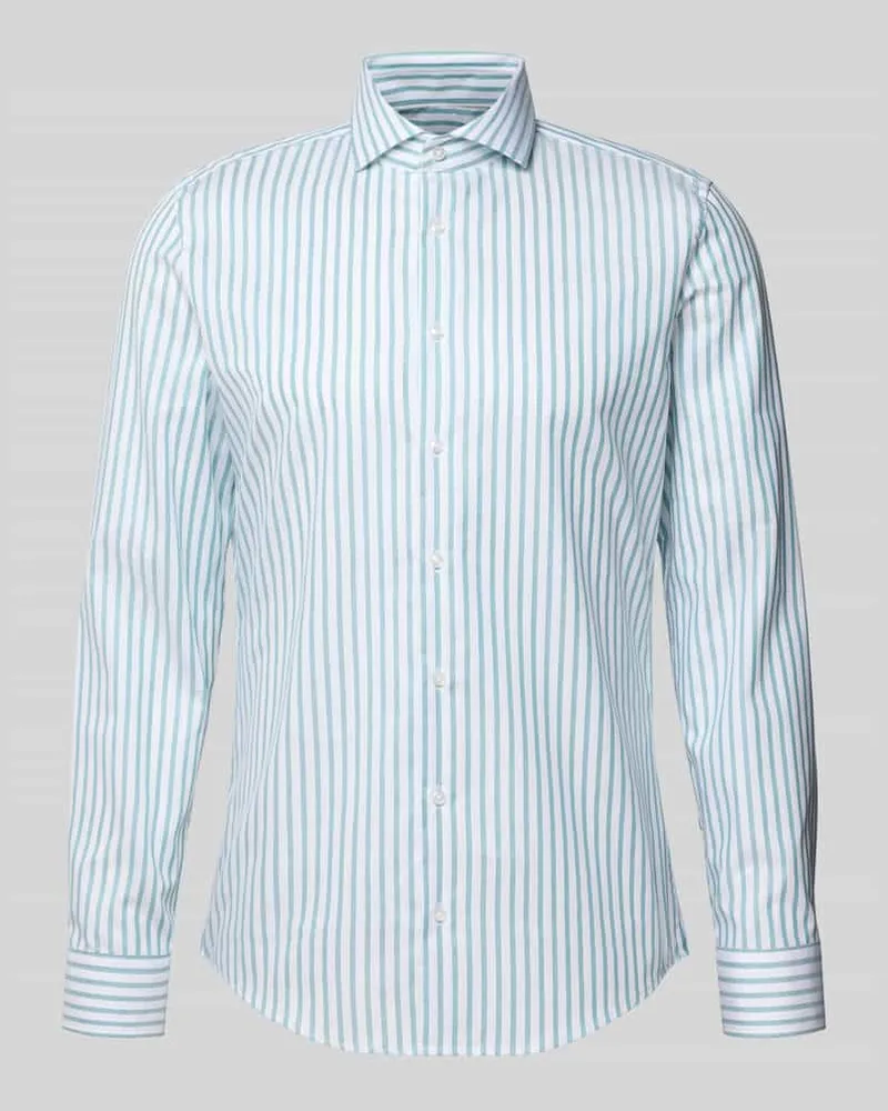 Seidensticker Slim Fit Business Hemd aus Baumwolle mit Kentkragen Hellgruen