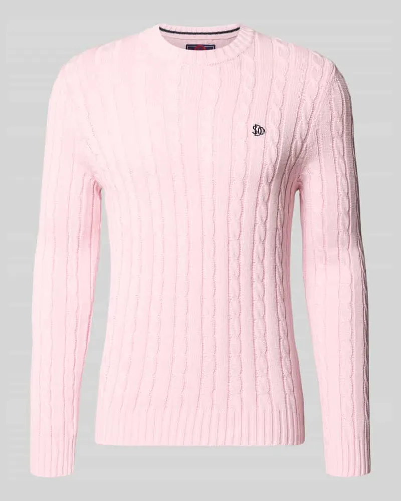 Superdry. Slim Fit Strickpullover mit Zopfmuster Pink