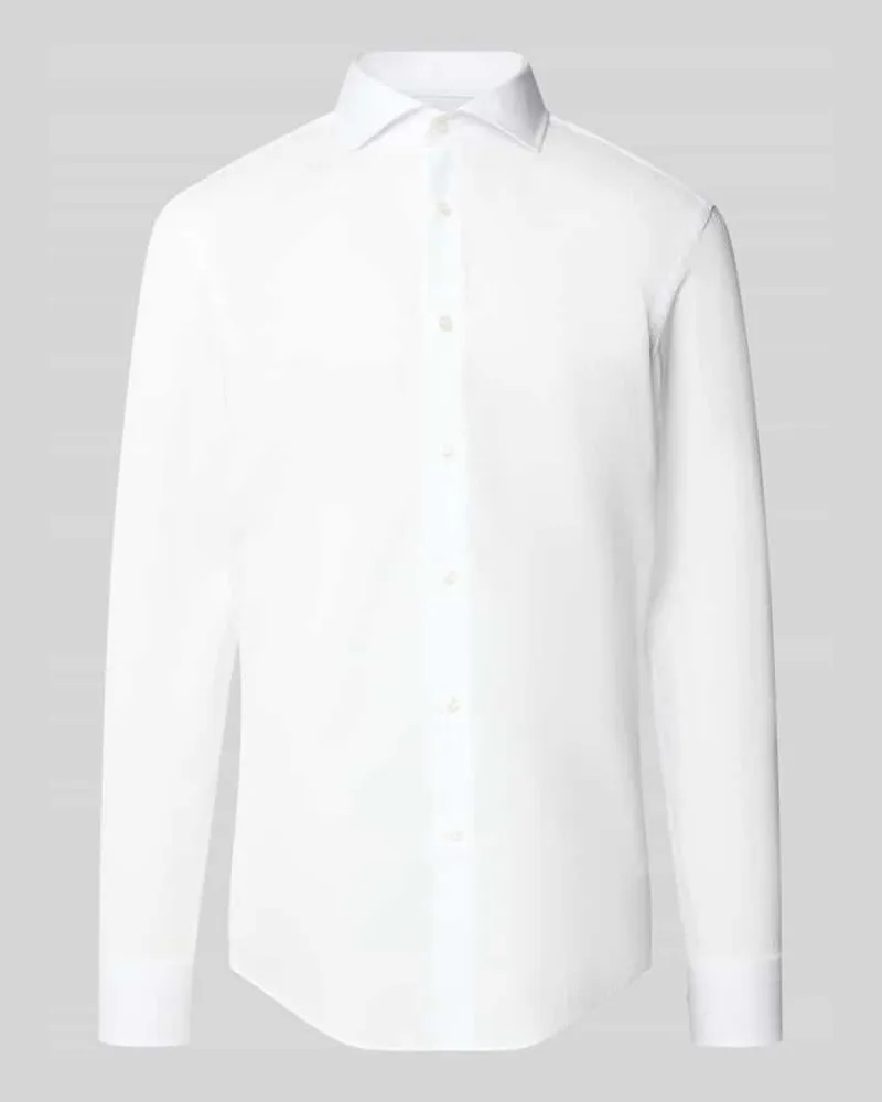 HUGO BOSS Slim Fit Businesshemd aus reiner Baumwolle Modell 'H-HANK-SP Weiss