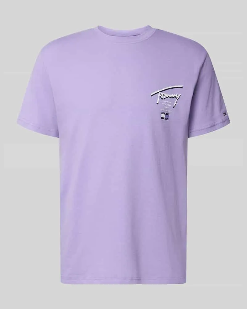 Tommy Hilfiger Regular Fit T-Shirt aus reiner Baumwolle Lila