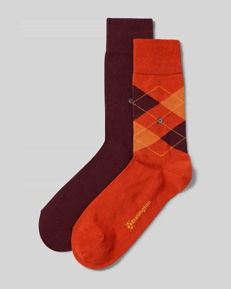 Burlington Socken mit Label-Detail im 2er-Pack Rostrot