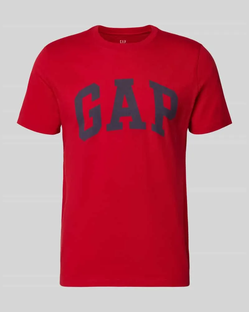 GAP T-Shirt mit Logo-Print und Rundhalsausschnitt Rot