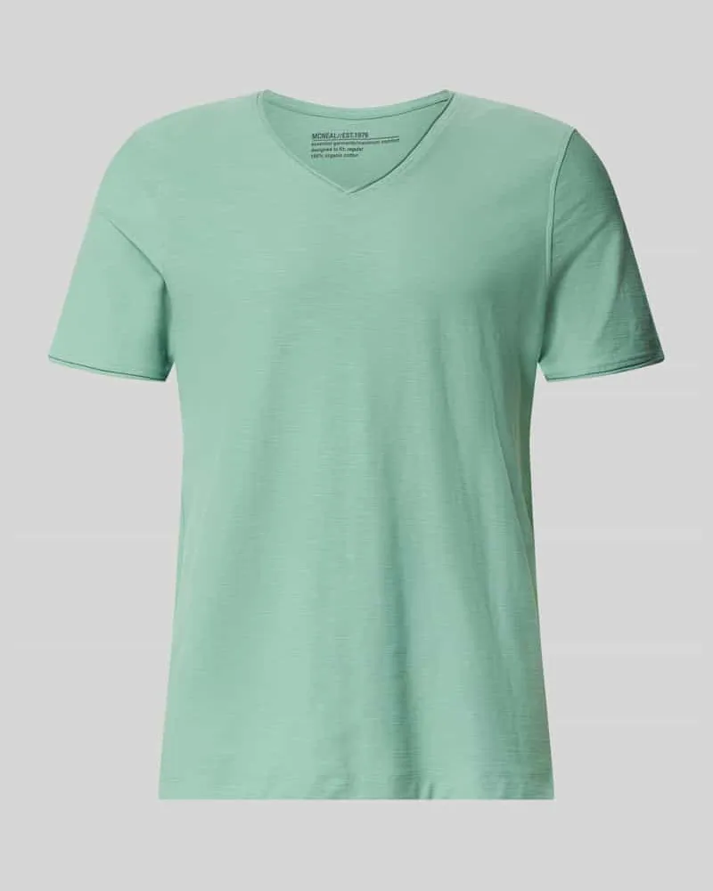 McNeal T-Shirt mit V-Ausschnitt und Rollsaum Hellgruen