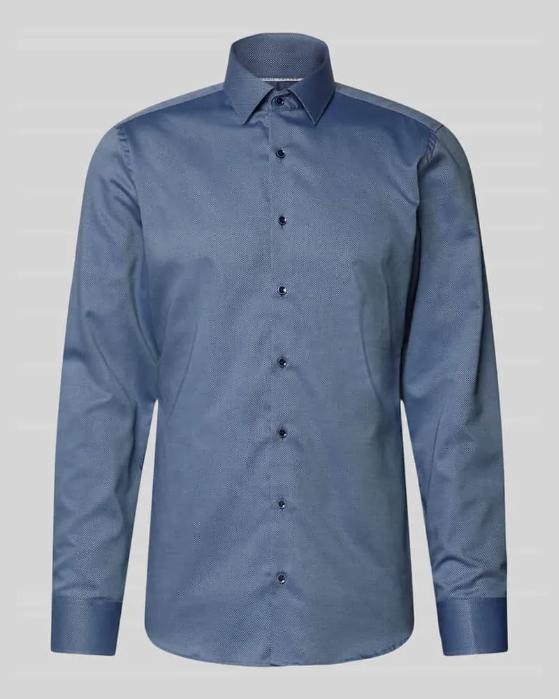 Eterna Slim Fit Businesshemd aus Uni Struktur Bleu