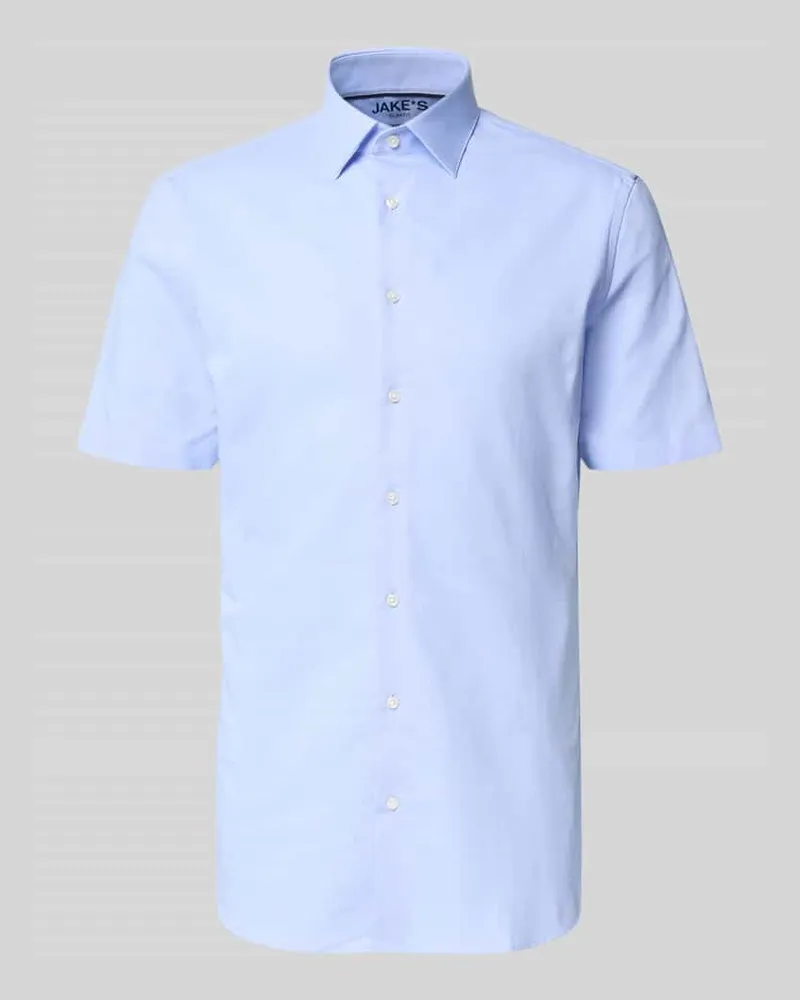 JAKE*S Slim Fit Business-Hemd mit Kentkragen Bleu