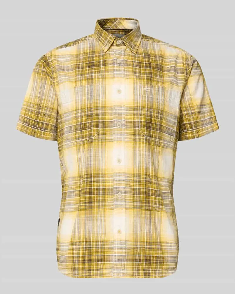 Camel Active Slim Fit Freizeithemd mit Logo-Stitching Gelb