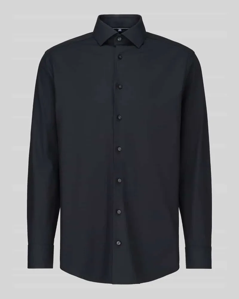 Olymp Modern Fit Businesshemd aus Baumwoll-Mix Black