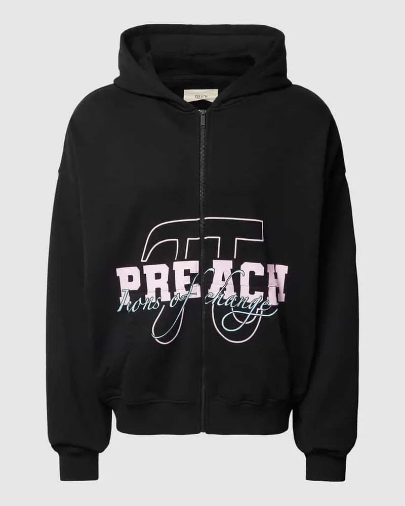 PREACH Oversized Sweatjacke mit Label-Print Anthrazit