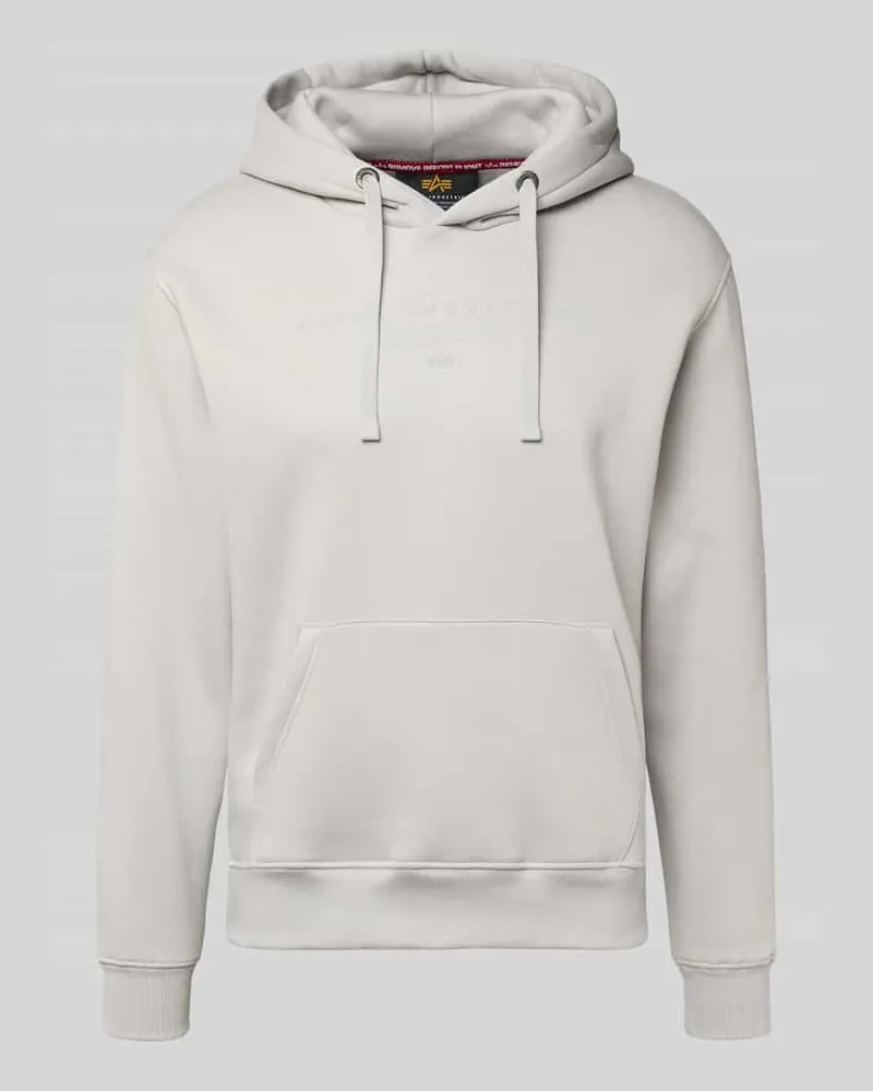 Alpha Industries Hoodie mit Label-Print und Känguru-Tasche Hellgrau