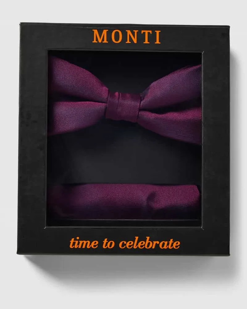 Monti Fliege und Einstecktuch im Set aus reiner Seide Fuchsia