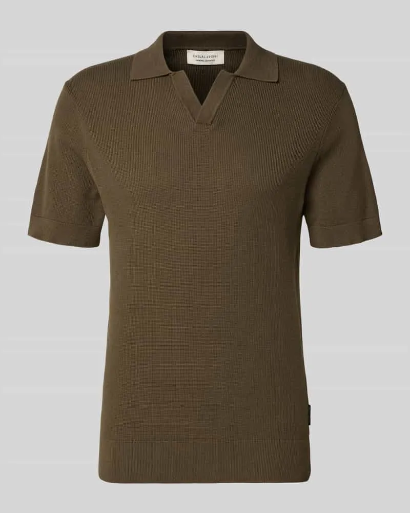 Casual Friday Regular Fit Strick-Poloshirt mit Strukturmuster Modell 'MOSVIK Dunkelbraun