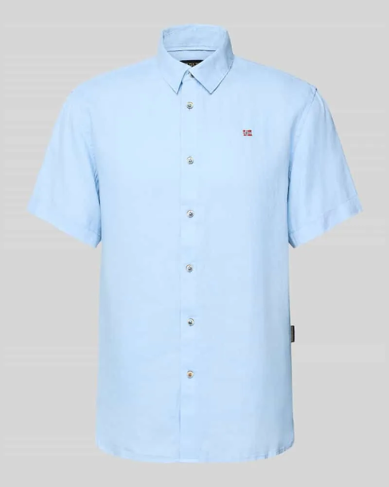 Napapijri Regular Fit Freizeithemd aus reinem Leinen Bleu