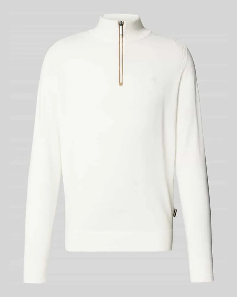 Bugatti Strickpullover mit Logo-Stitching 
