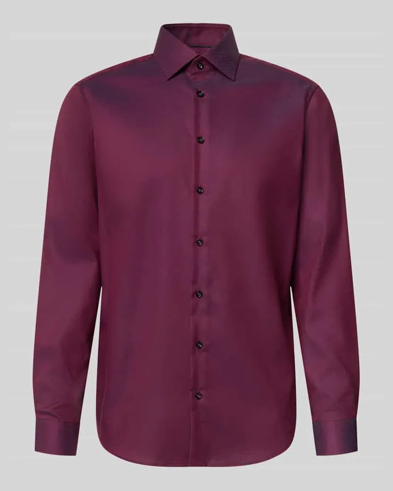 Christian Berg Regular Fit Businesshemd aus Baumwolle mit Kentkragen Bordeaux