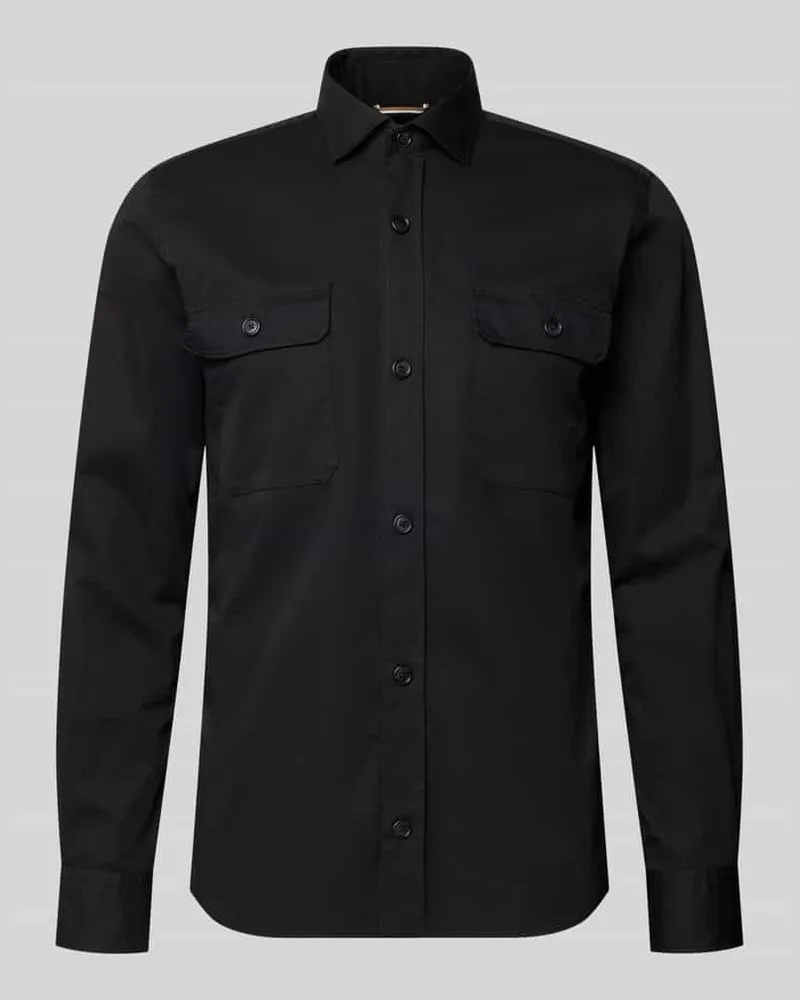 HUGO BOSS Regular Fit Overshirt aus Baumwoll-Lyocell-Mix Modell 'H-ROB-SP-2P-263 Black